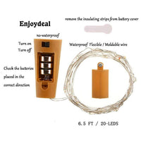 Copper Wire Bottle Cork Fairy LED String Lights - Battery Operated | Warm White