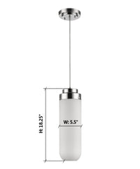 6"W Solar 1-Light Polished Nickel Pendant With Frosted Glass Shade - lamppure