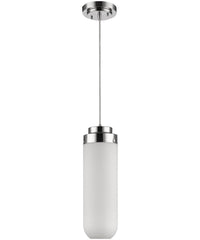 6"W Solar 1-Light Polished Nickel Pendant With Frosted Glass Shade - lamppure