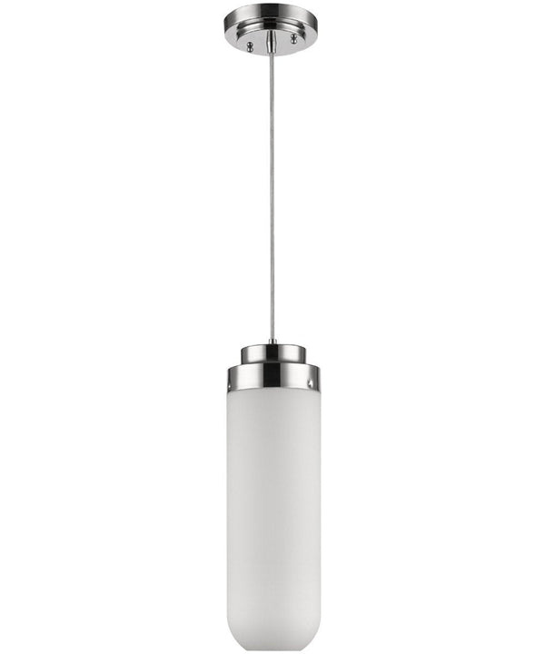 6"W Solar 1-Light Polished Nickel Pendant With Frosted Glass Shade - lamppure