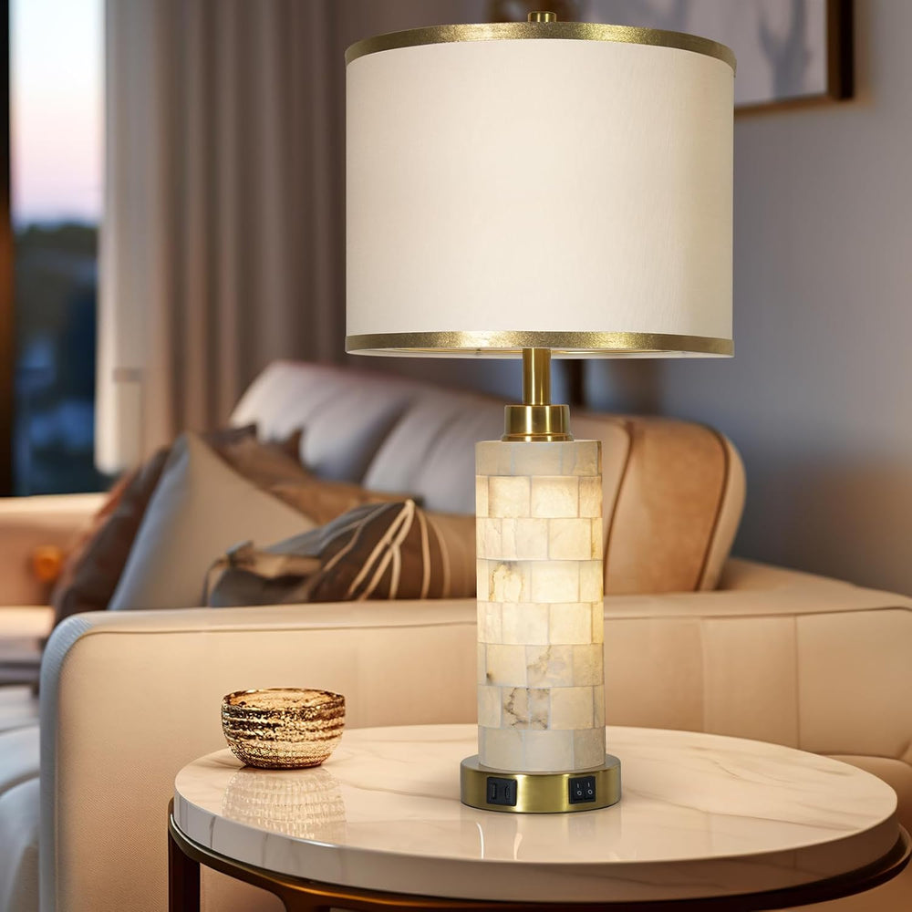 Elegant Alabaster Table Lamps – Set of 2