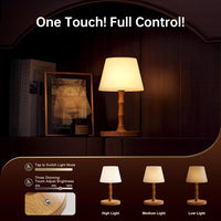 Dawnwake Cordless Waterproof Table Lamp – Natural Wood Finish