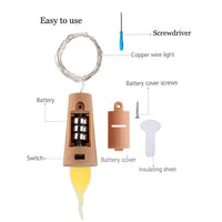 Copper Wire Bottle Cork Fairy LED String Lights - Battery Operated | Warm White