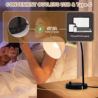GDRKNP Desk Lamp – Stepless Dimmable Table Lamp with Dual USB Ports