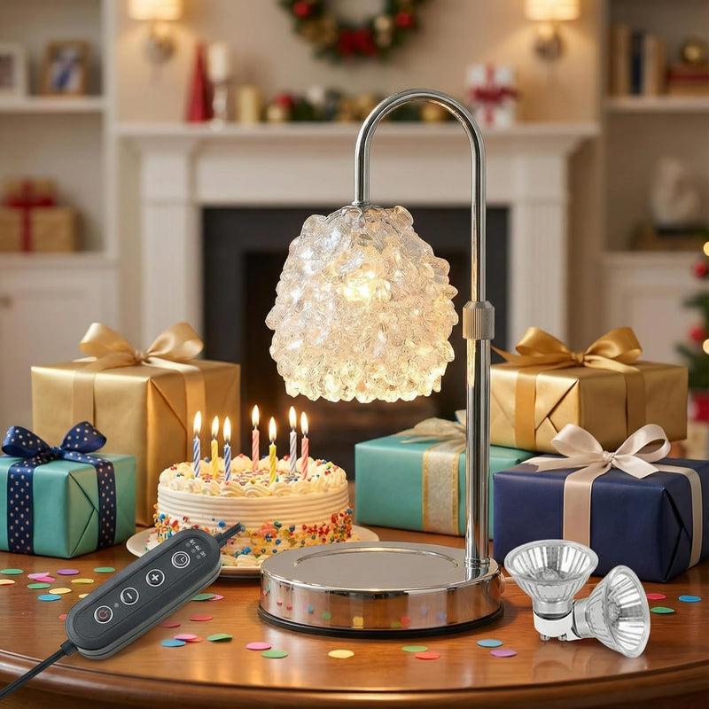 Candle Warmer Lamp with Timer & Dimmer – Silver