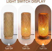 Boho Rattan Table Lamp – Vintage Wicker &amp; Bamboo Style