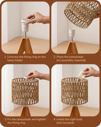 EDISHINE Small Table Lamp – W-Shaped Wave Natural Style