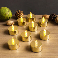 LED Gold Tea Light Candles | Amber Yellow