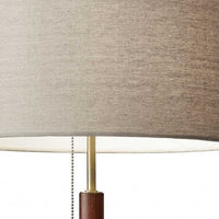 Antique Brass Metal and Walnut Wood Table Lamp - lamppure