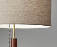 Antique Brass Metal and Walnut Wood Table Lamp - lamppure