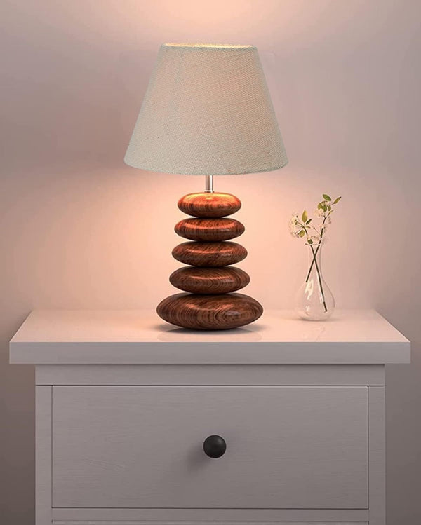 Rustic Wooden Table Lamp Walnut Finish