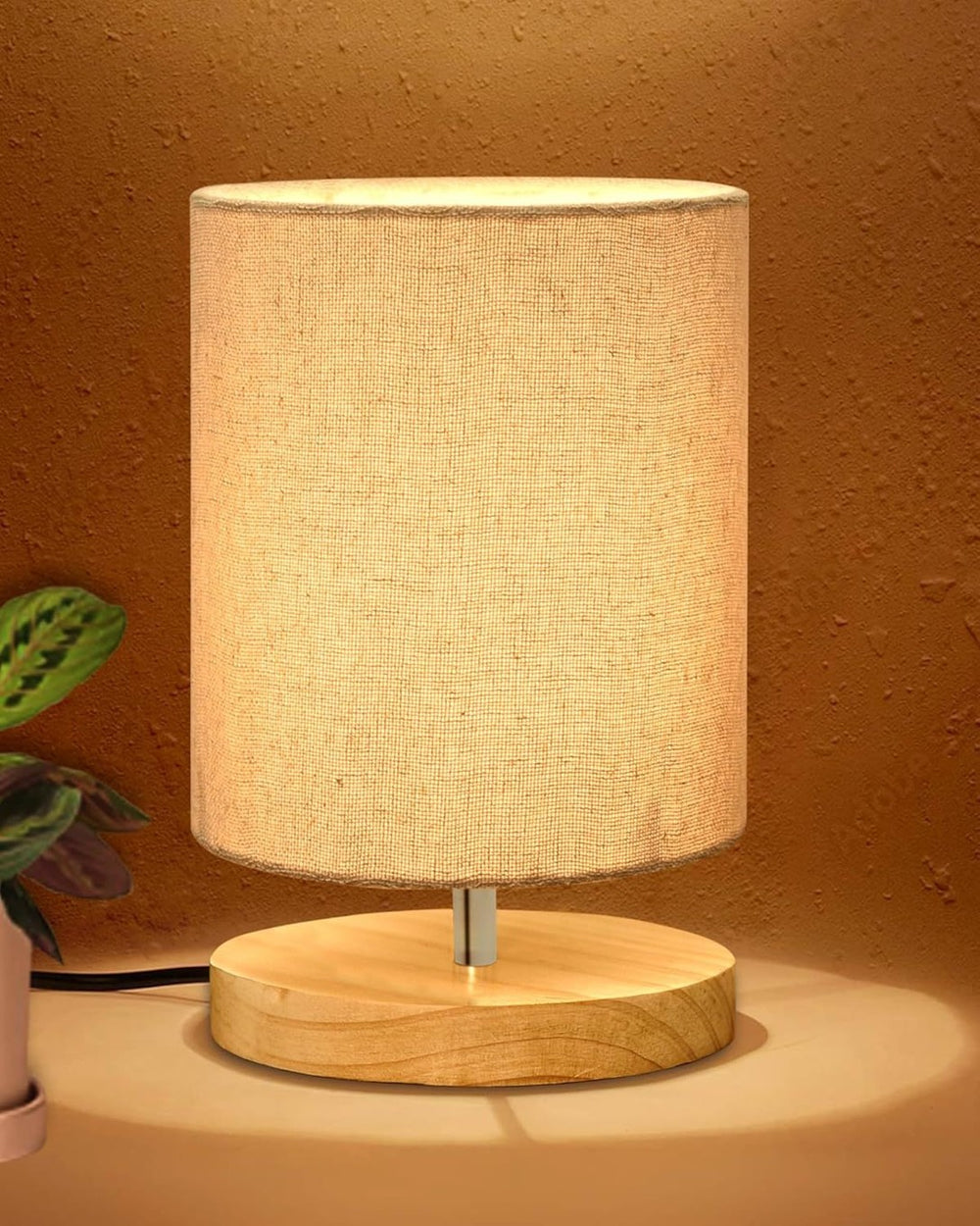 Pine Wood LED Bedside Lamp