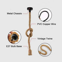 Jute Rope Bulb Hanging Pendant Light with E27 Bulb Holder | Bulb not included