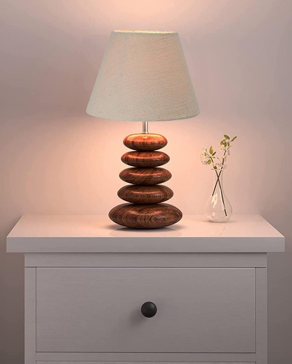 Rustic Wooden Table Lamp Walnut Finish - lamppure