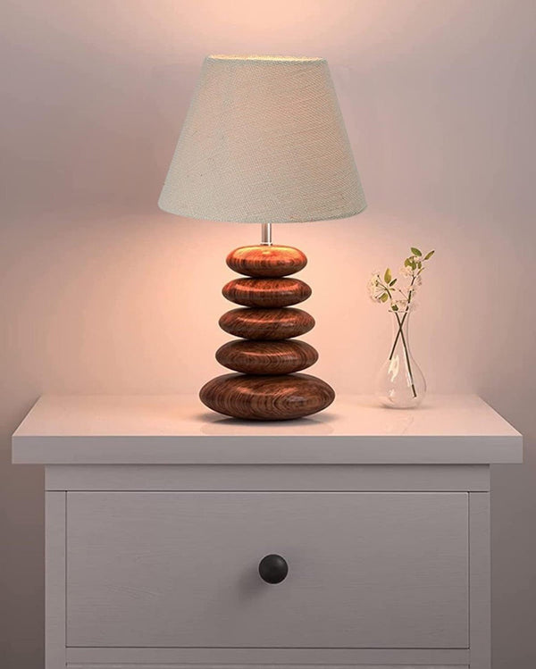 Rustic Wooden Table Lamp Walnut Finish - lamppure