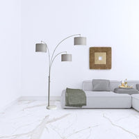 Three Light Floor Lamp Brass Metal Arc Arms - lamppure