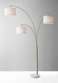 Three Light Floor Lamp Brass Metal Arc Arms - lamppure